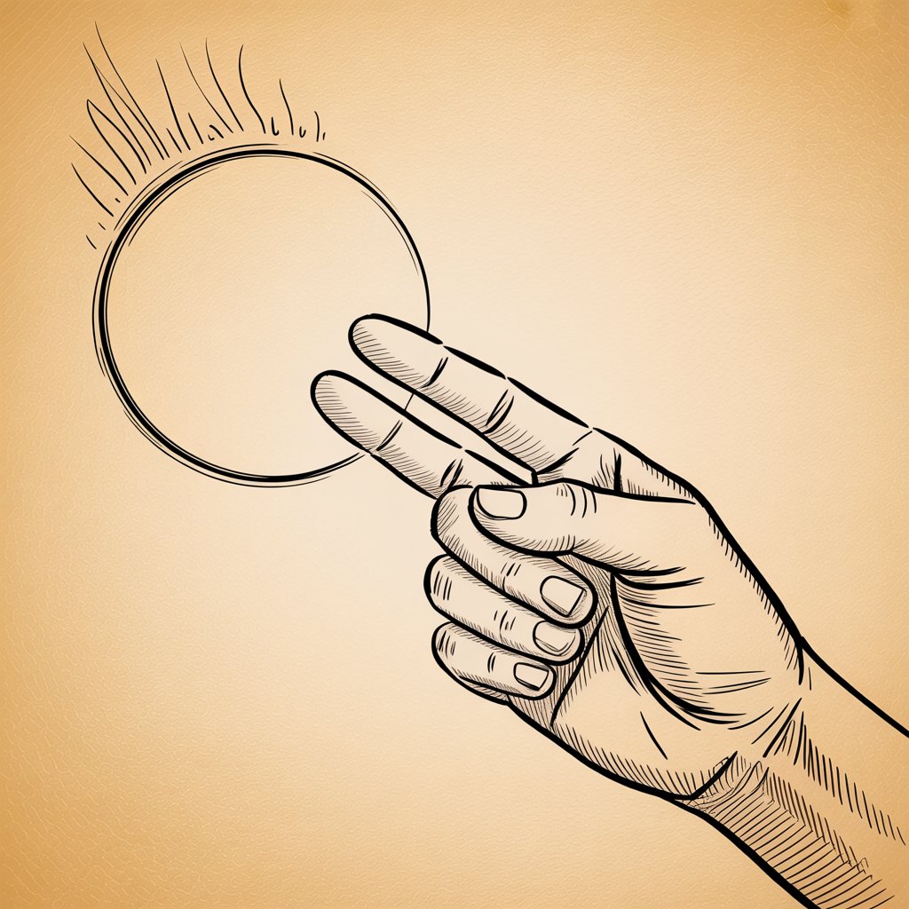 Two fingers tracing a portal circle